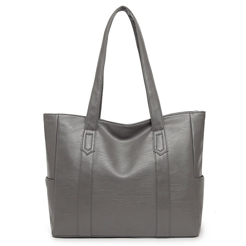 Textured Large Temperament Leisure Simple Capacity Commuter Tote Bags