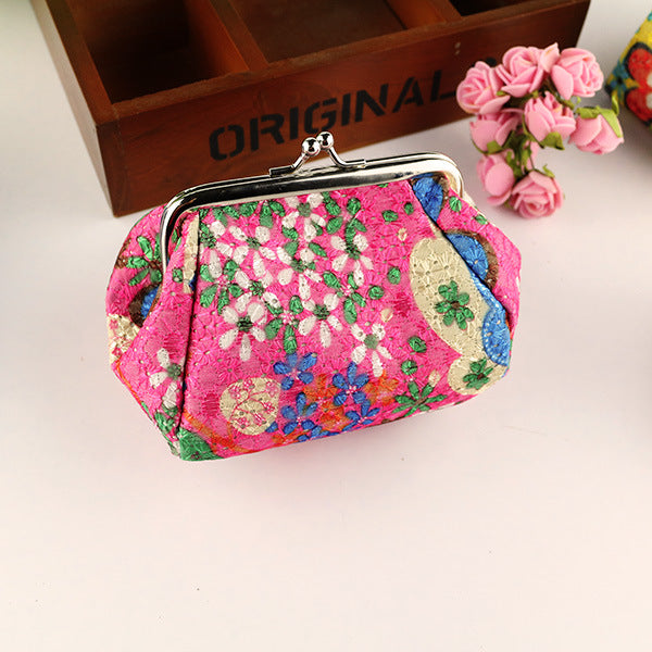 Women's Large Capacity Embroidery Fabric Hand Holding Coin Purses