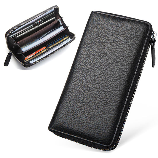 Men's Genuine Cattlehide Leather Surface Long Clutch Business Gift Purses