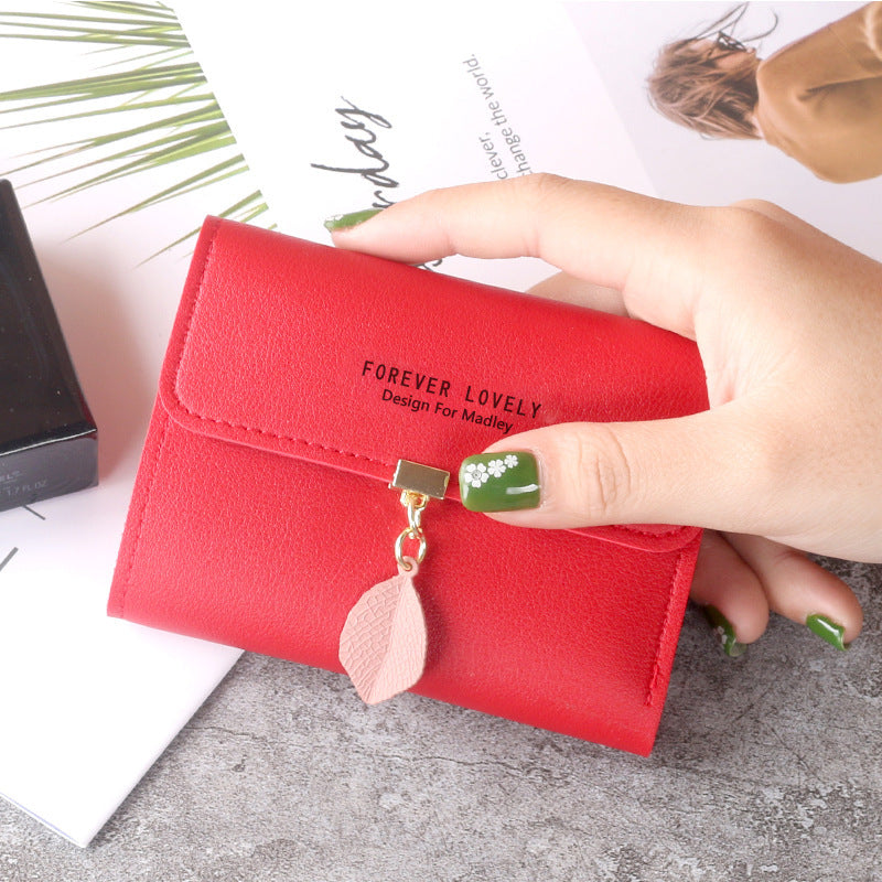 Female Short Korean Fashion Fresh Leaves Purses