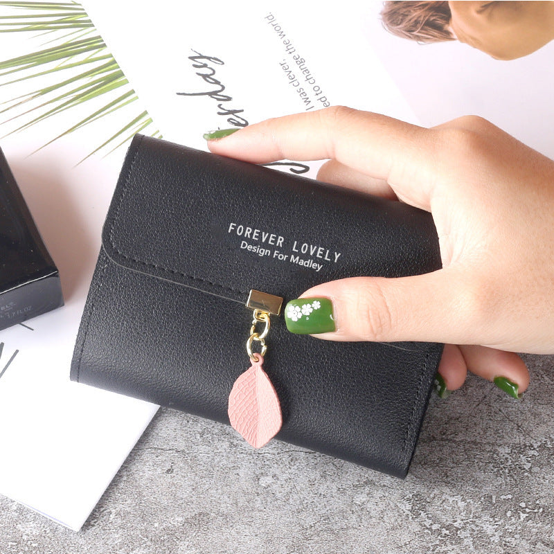 Female Short Korean Fashion Fresh Leaves Purses