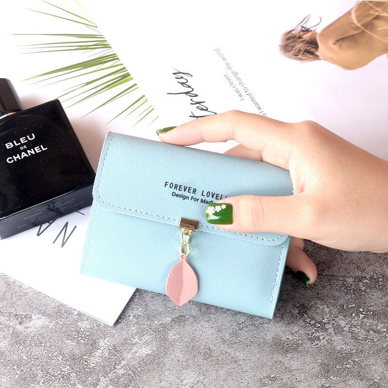 Female Short Korean Fashion Fresh Leaves Purses