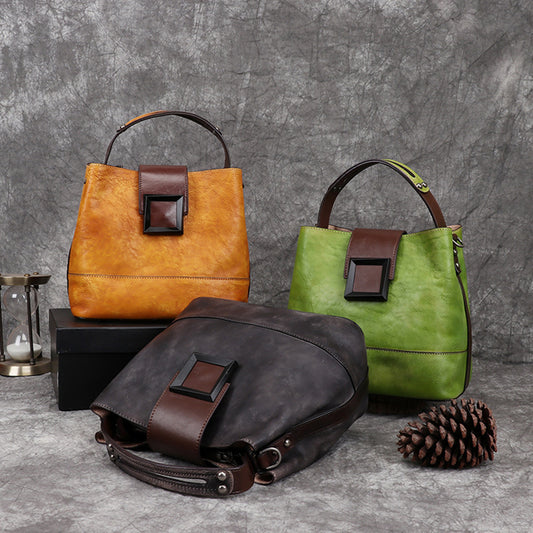 Women's Genuine Leather Retro Chinese Style Message Shoulder Bags