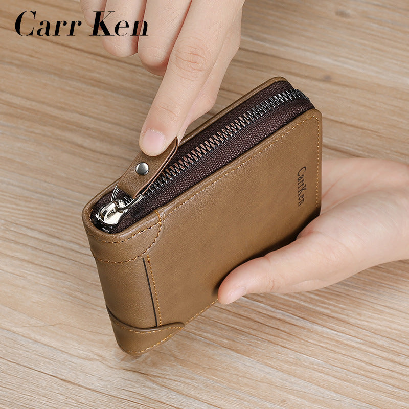 Men's Retro Horizontal Multifunctional Multiple Slots Zipper Men's Wallets