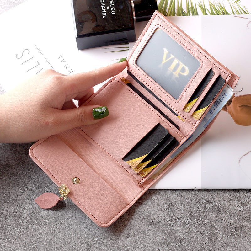Female Short Korean Fashion Fresh Leaves Purses