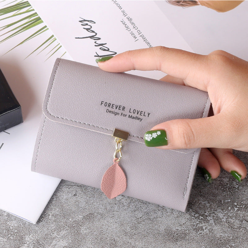 Female Short Korean Fashion Fresh Leaves Purses
