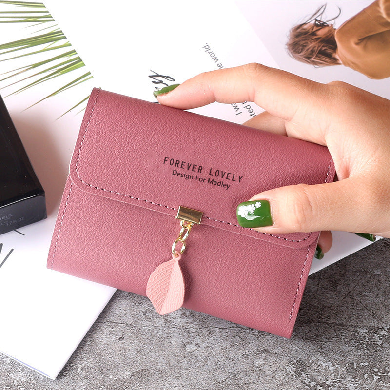 Female Short Korean Fashion Fresh Leaves Purses