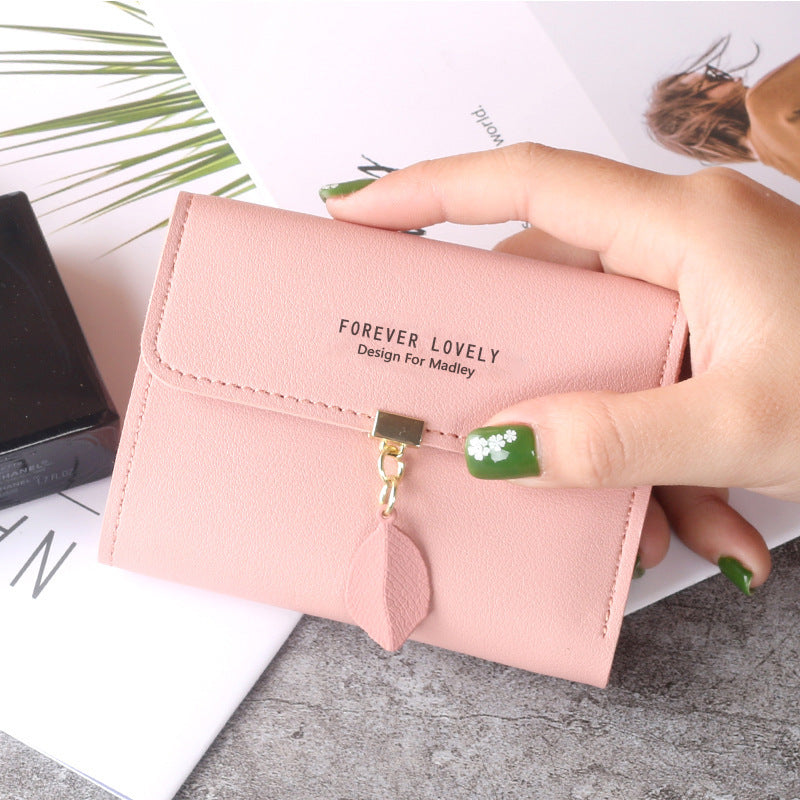 Female Short Korean Fashion Fresh Leaves Purses