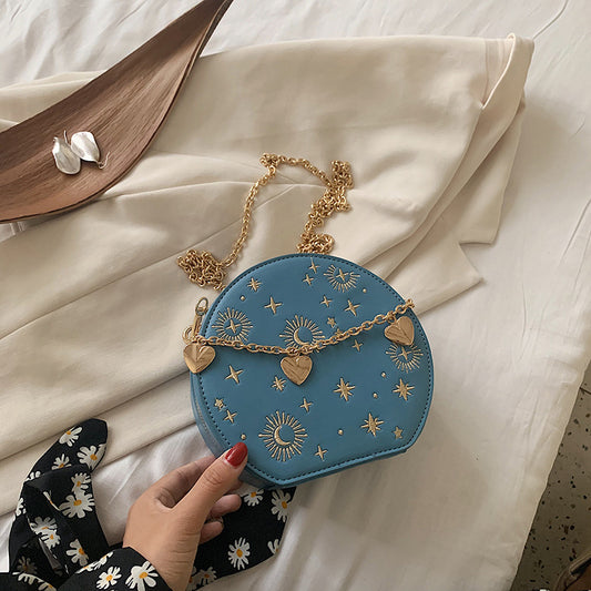 Women's Vintage Embroidered Round Star Moon Personality Shoulder Bags
