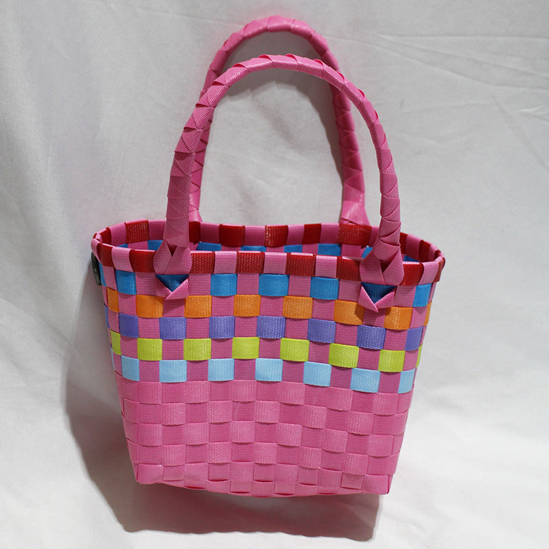 Women's & Children's & Woven Vegetable Basket Beach Colorful Handbags