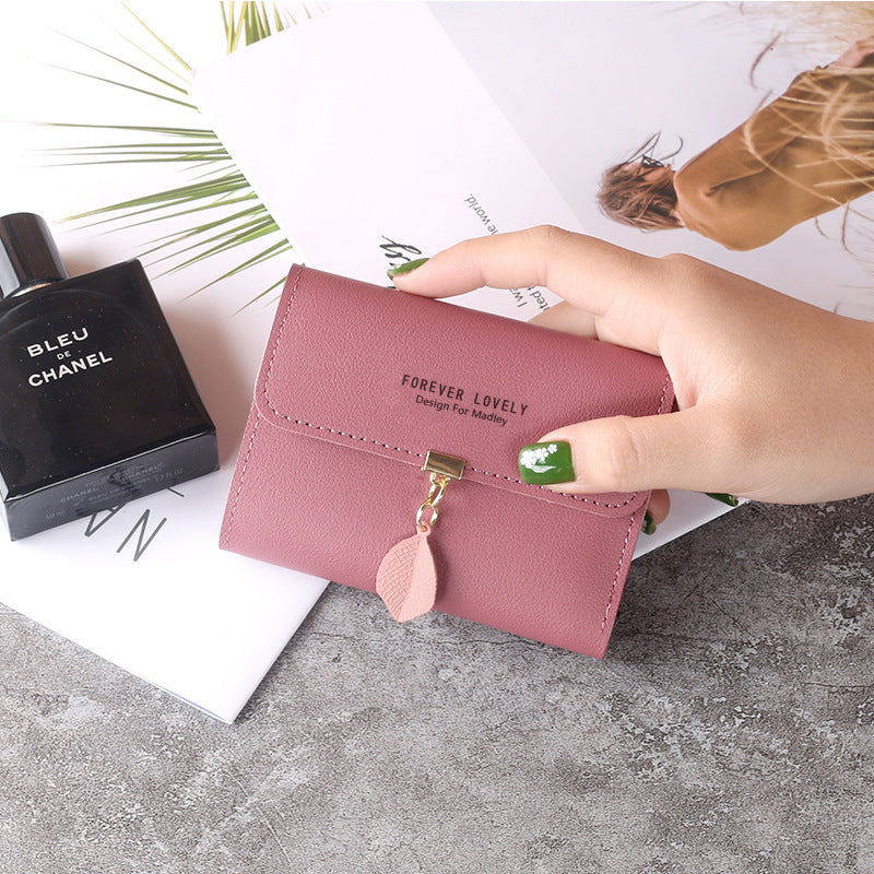 Female Short Korean Fashion Fresh Leaves Purses