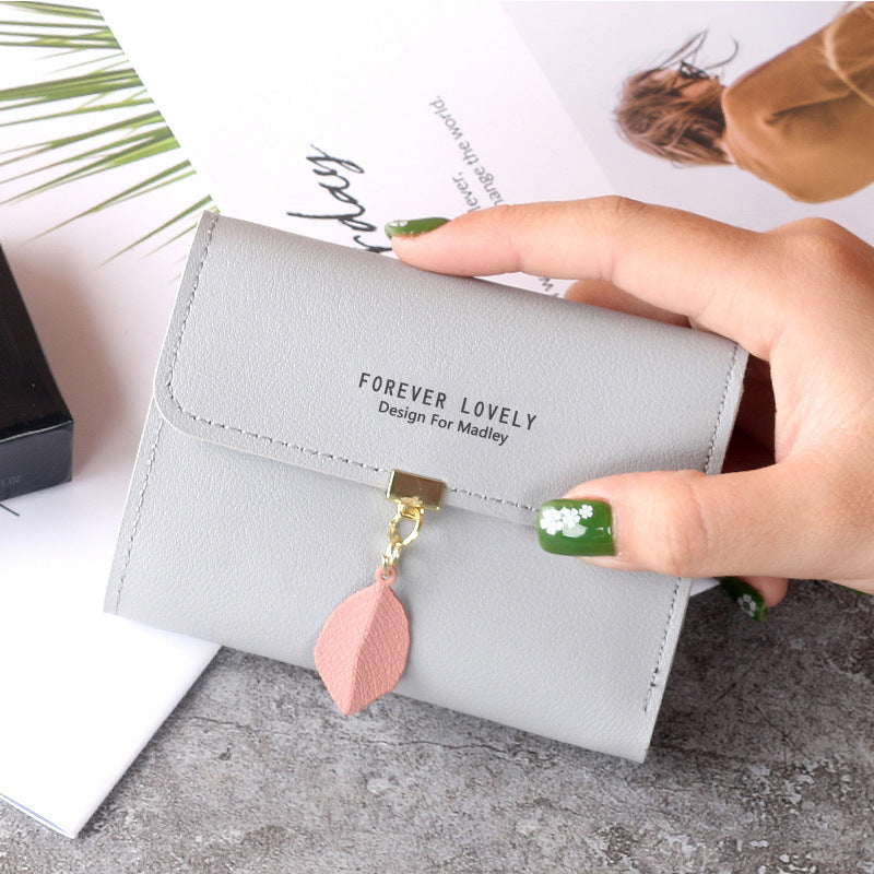 Female Short Korean Fashion Fresh Leaves Purses