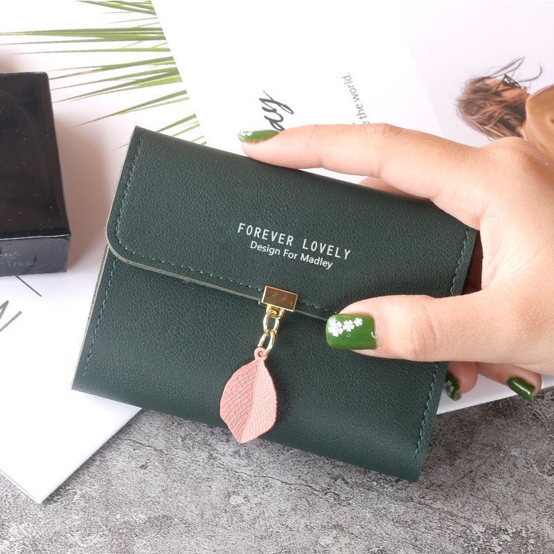 Female Short Korean Fashion Fresh Leaves Purses