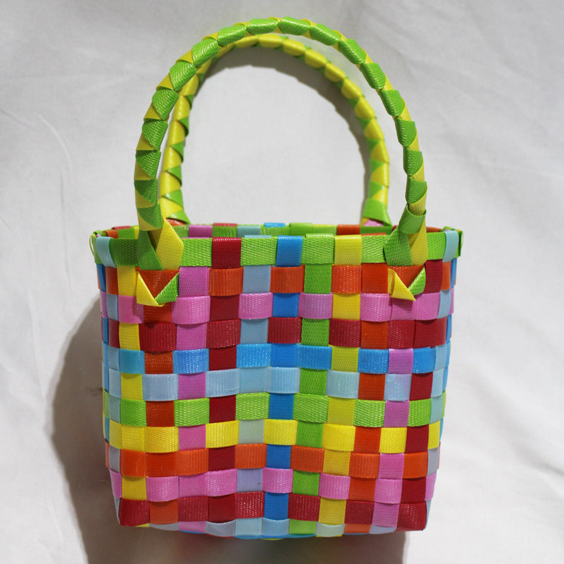 Women's & Children's & Woven Vegetable Basket Beach Colorful Handbags