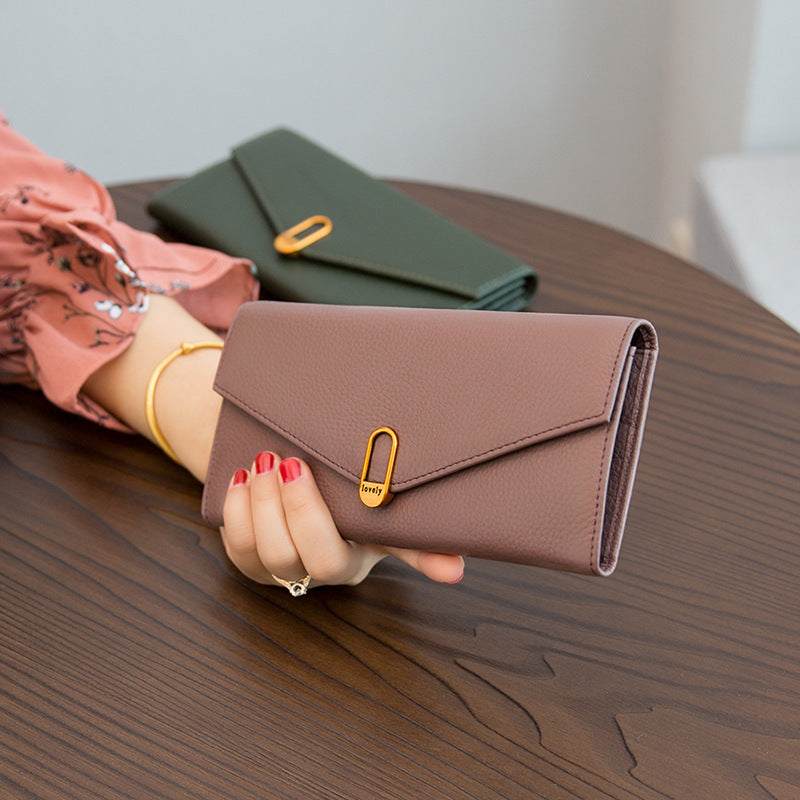 Women's Long Leather Change Position First Layer Ladies Wallets