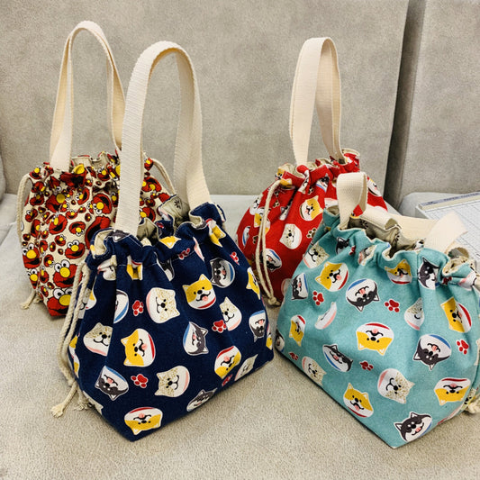 Style Lunch Box Drawstring Pull String Storage Bags