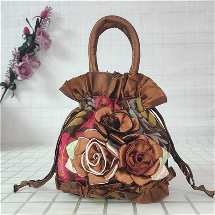 Women's Flower Ethnic Style Cloth Drawstring Handbags