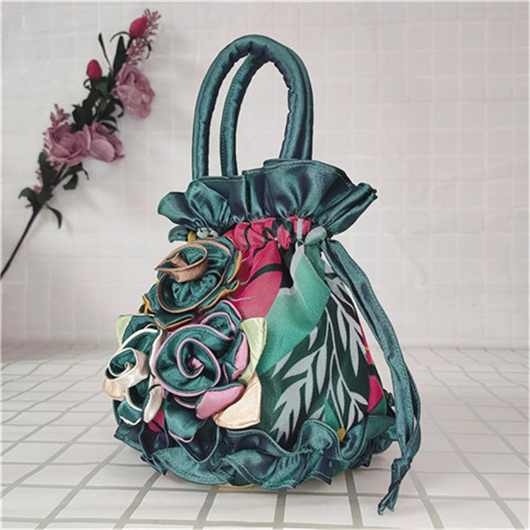 Women's Flower Ethnic Style Cloth Drawstring Handbags