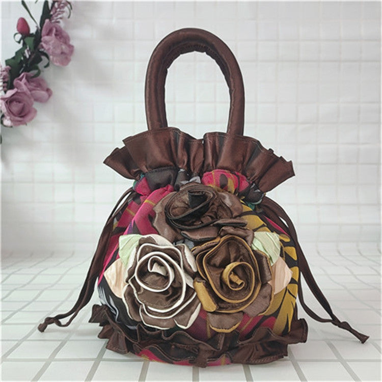 Women's Flower Ethnic Style Cloth Drawstring Handbags