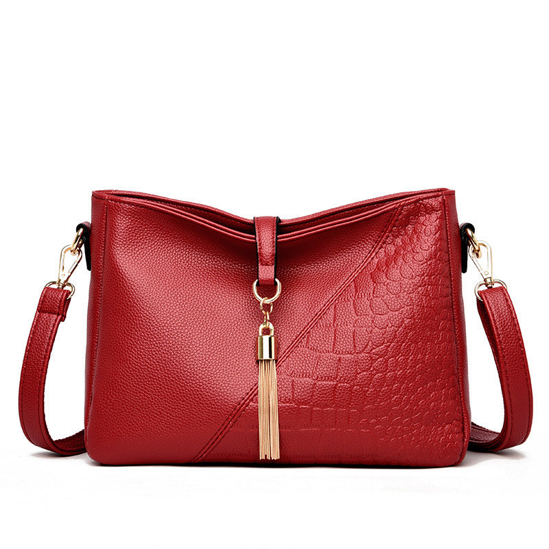 Women's Soft Leather Mother Simple Fashion Tassel Women's Shoulder Bag