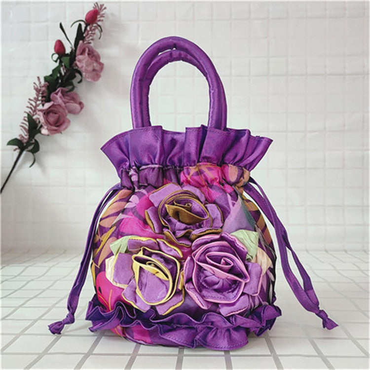 Women's Flower Ethnic Style Cloth Drawstring Handbags