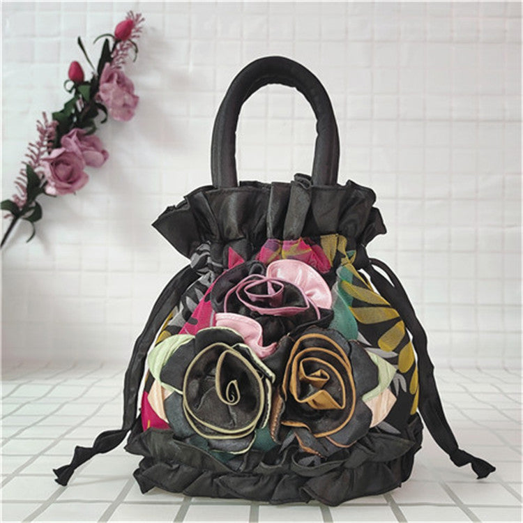 Women's Flower Ethnic Style Cloth Drawstring Handbags