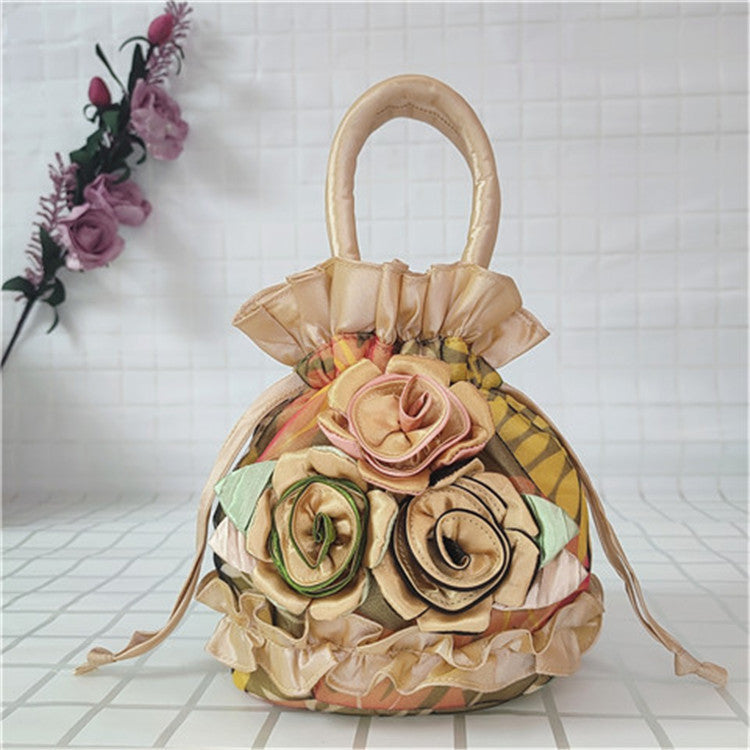 Women's Flower Ethnic Style Cloth Drawstring Handbags