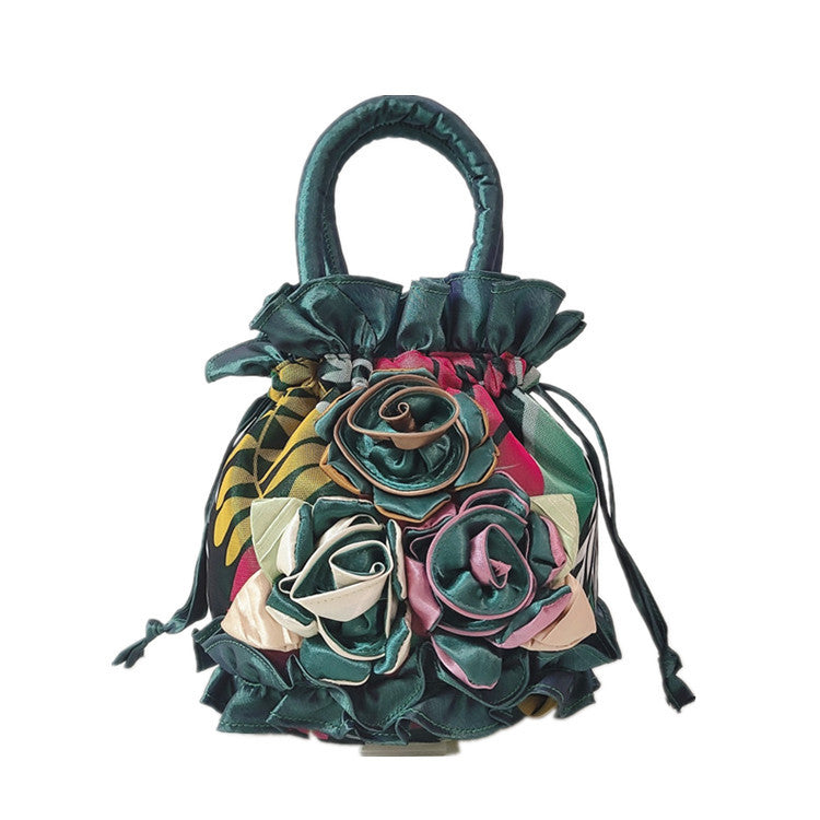 Women's Flower Ethnic Style Cloth Drawstring Handbags