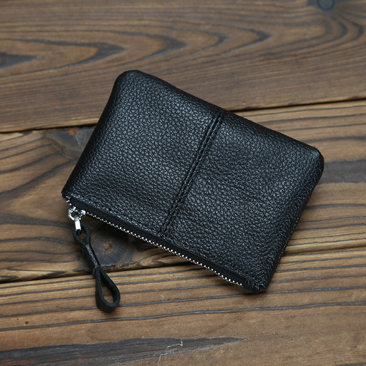 Women's & Men's Retro Crazy Horse Leather Genuine Mini Short Zipper Korean Card Holder