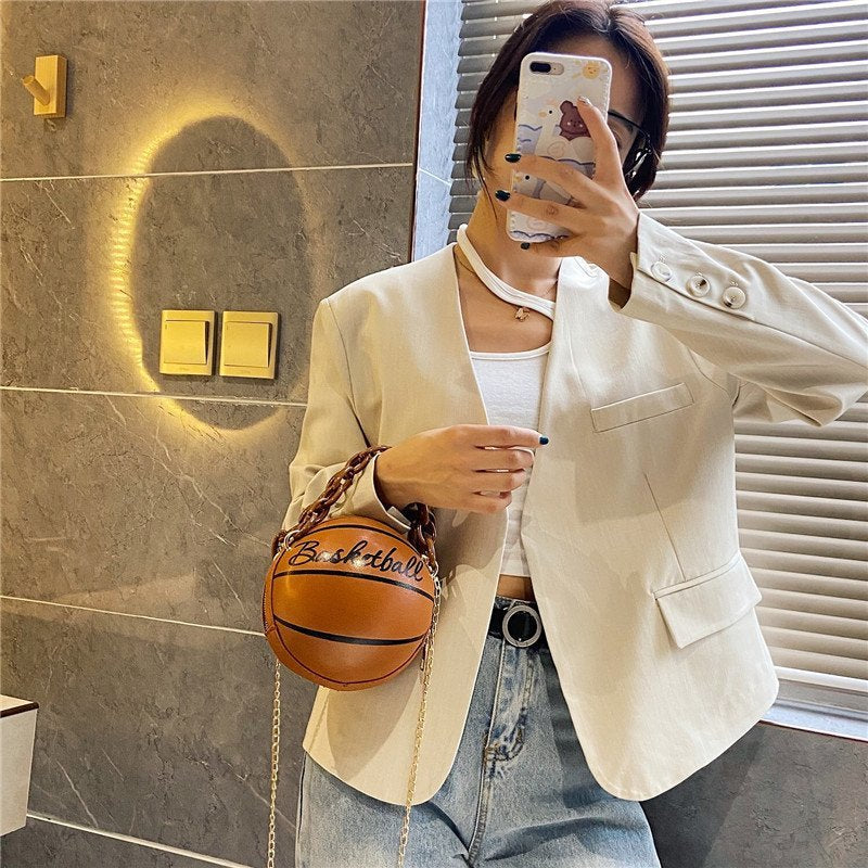 Women's Personalized Ball Trendy Chain Basketball Handbags