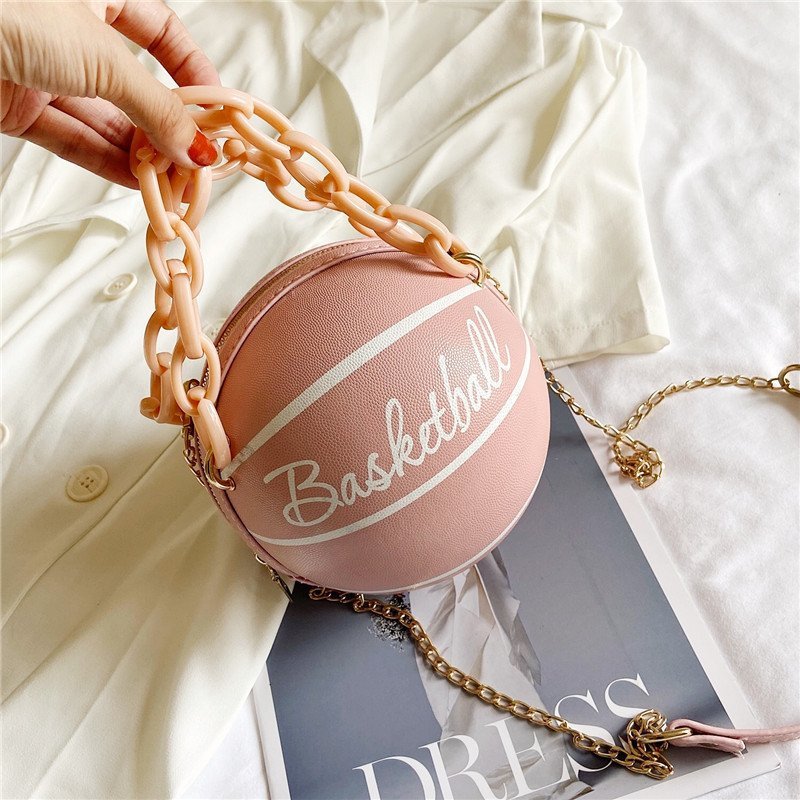 Women's Personalized Ball Trendy Chain Basketball Handbags