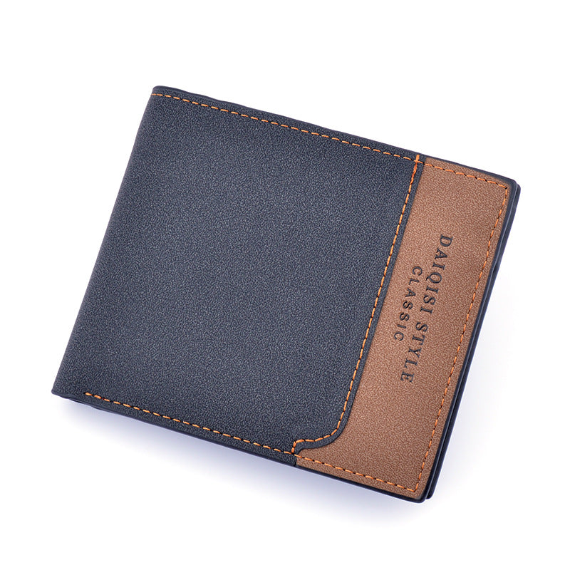 Men's Color Contrast Thin Frosted Large Capacity Men's Wallets