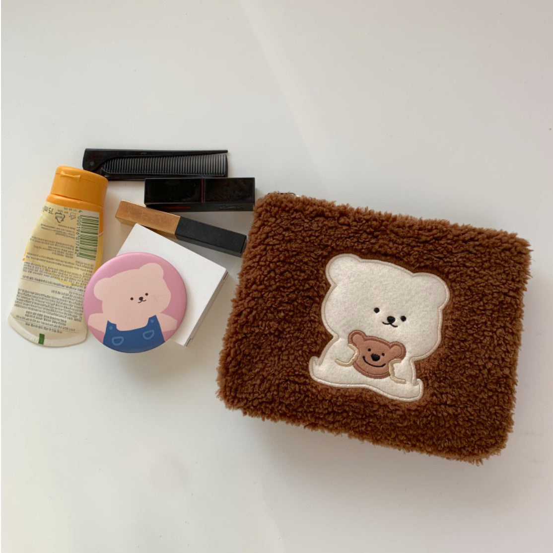 Trendy Pretty Plush Bear Storage Toiletry Cosmetic Bags
