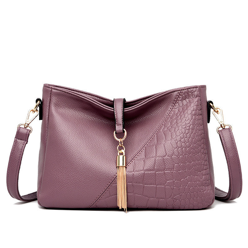 Women's Soft Leather Mother Simple Fashion Tassel Women's Shoulder Bag