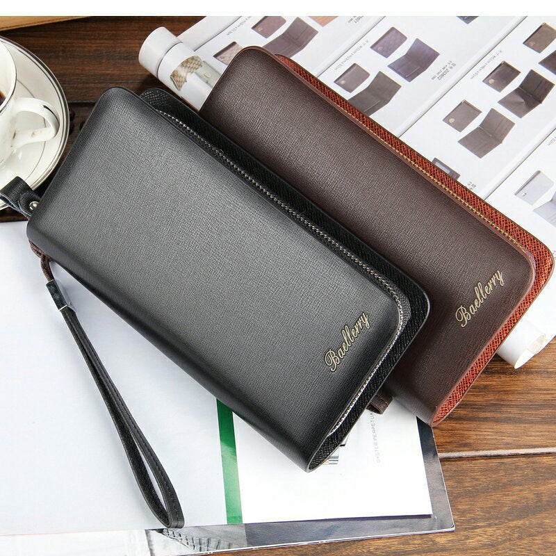 Men's Clutch Long Double Zipper Mobile Men's Wallets