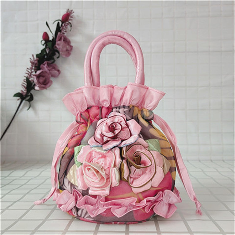 Women's Flower Ethnic Style Cloth Drawstring Handbags