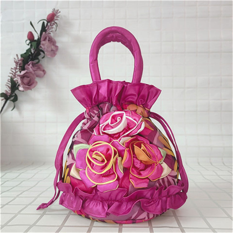 Women's Flower Ethnic Style Cloth Drawstring Handbags
