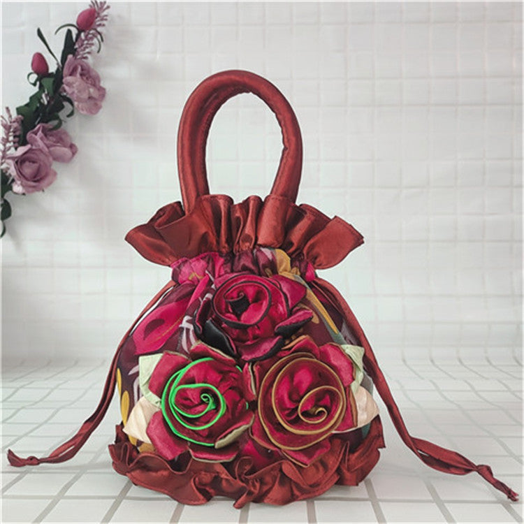 Women's Flower Ethnic Style Cloth Drawstring Handbags