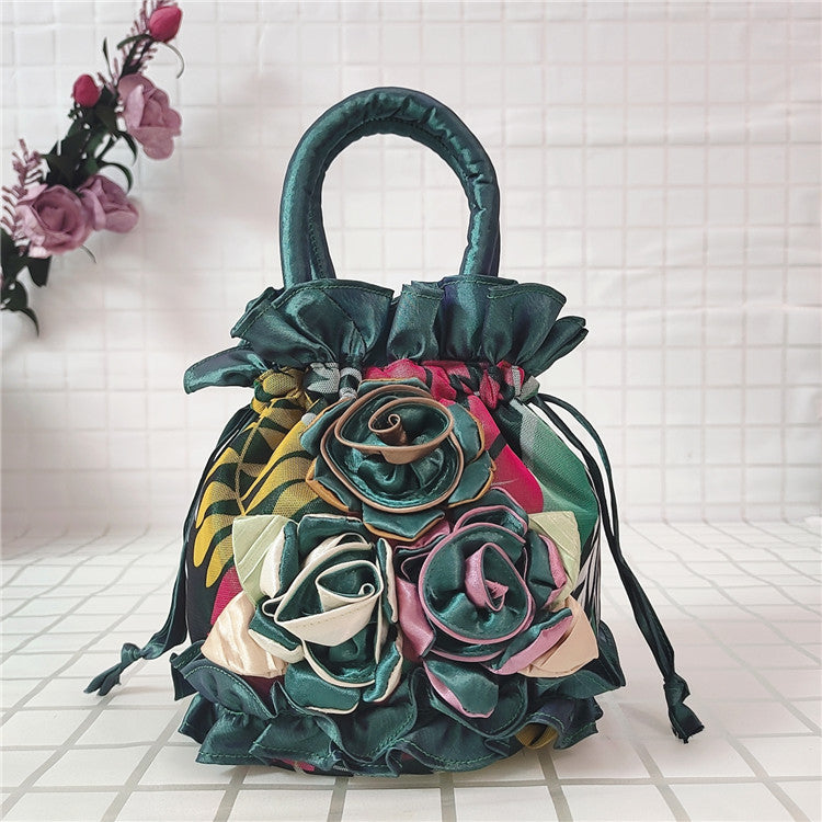 Women's Flower Ethnic Style Cloth Drawstring Handbags