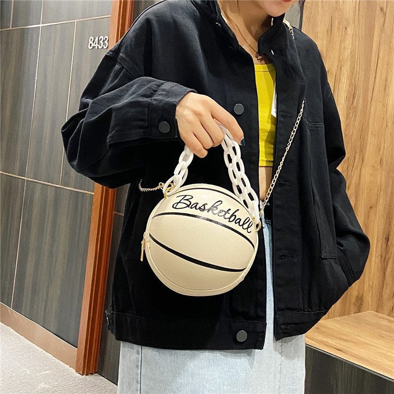 Women's Personalized Ball Trendy Chain Basketball Handbags