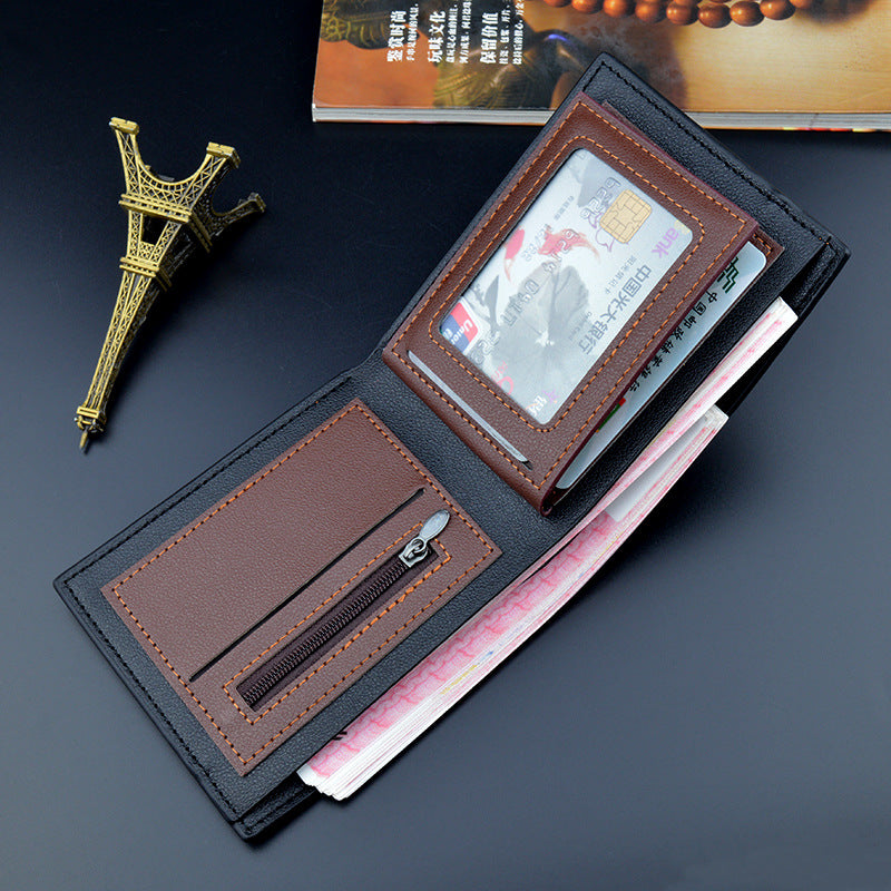 Men's Color Contrast Thin Frosted Large Capacity Men's Wallets