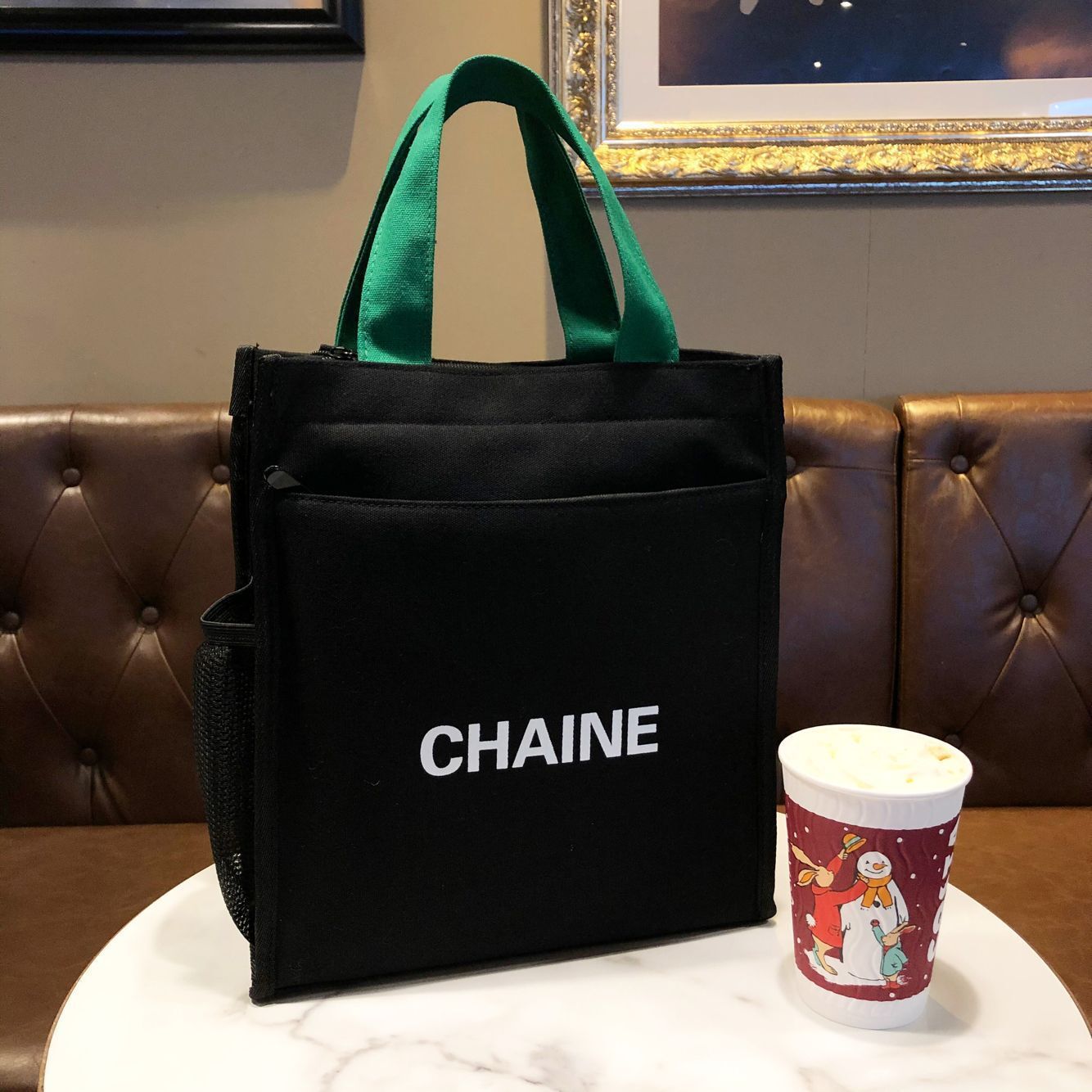 Canvas Cute Cartoon Bear Zipper Tuition Mummy Lunch Handbags