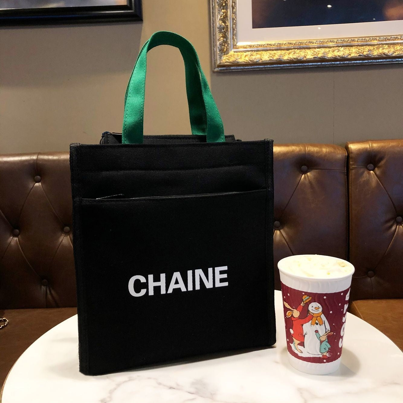 Canvas Cute Cartoon Bear Zipper Tuition Mummy Lunch Handbags