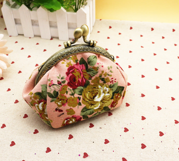 Canvas Fabric Creative Hand Holding Frame Coin Purses