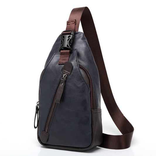 Men's Korean Leather Fashion Trendy Boys Pannier Men's Chest Bags