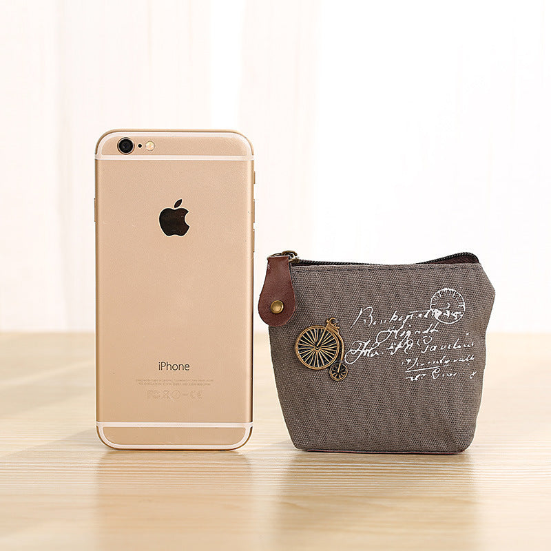 Women's Korean Style Retro Canvas Zipper Shell Coin Purses