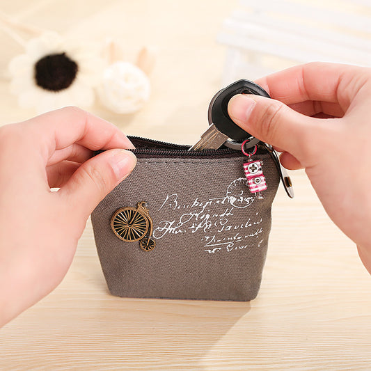 Women's Korean Style Retro Canvas Zipper Shell Coin Purses