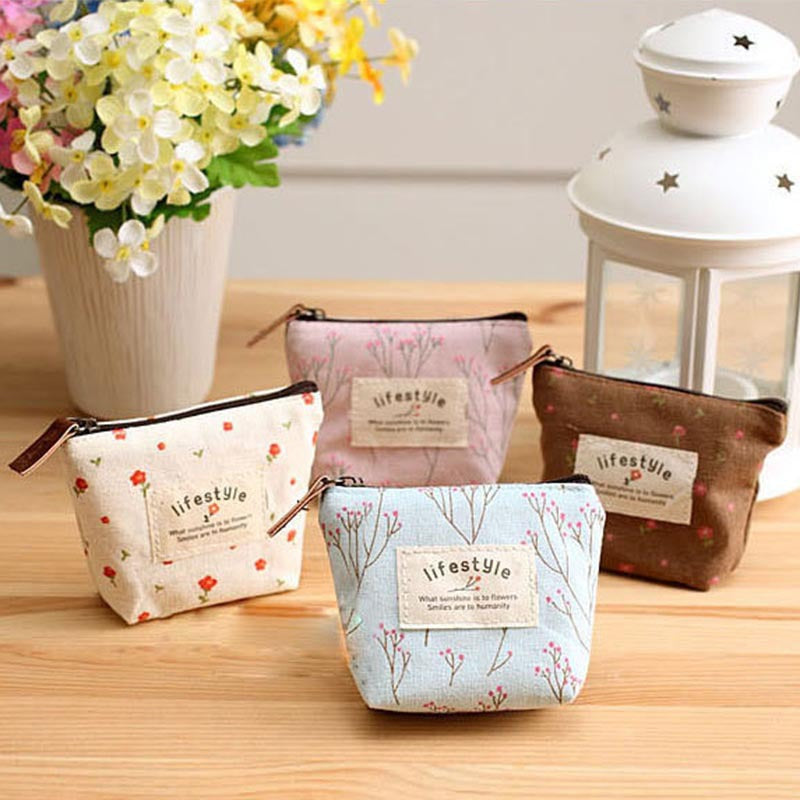 Women's Canvas Zipper Candy Color Soft Durable Korean Style Coin Purses
