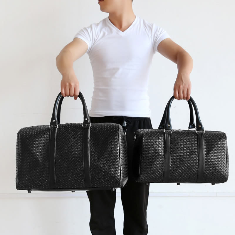 Women's & Men's & Woven Portable Large Capacity Black Travel Bags