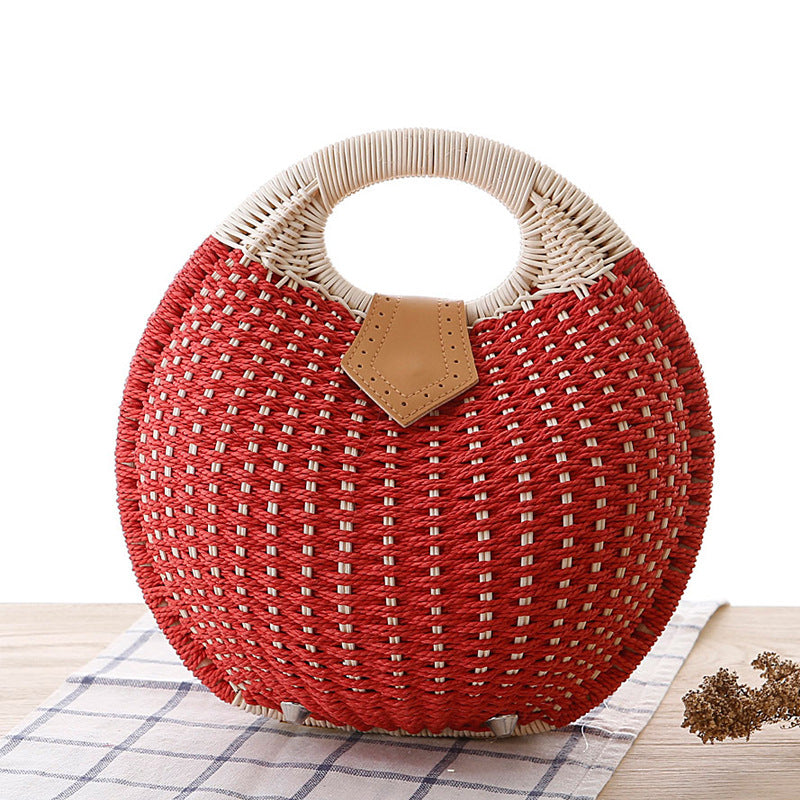 Women's Fashion Shell Cute Personality Rattan Weave Handbags